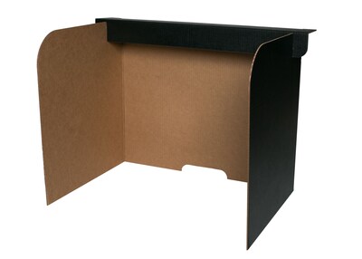 Flipside Foldable Cardboard Freestanding Desktop Privacy Screen w/Pass-through Window, 18H x 54W, Black, 24/Pack (61855)