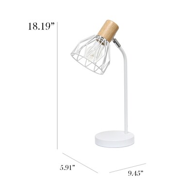 Simple Designs Farmhouse Fusion LED Desk Lamp, 18.19", White Iron (LD2022-WHT)