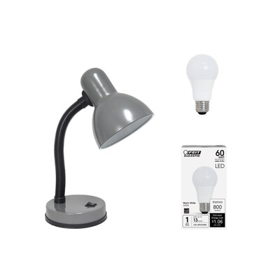 Simple Designs Basic LED Desk Lamp, 14.25", Gray (LD1003-GRY-LB)