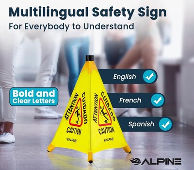 Alpine Industries Caution Wet Floor Sign, Yellow, 10/Pack (ALP498-20-10PK)
