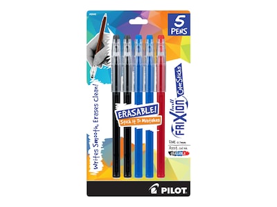 Pilot FriXion Ball ColorSticks Erasable Gel Pen, Fine Point, Assorted Ink, 5/Pack (32442)