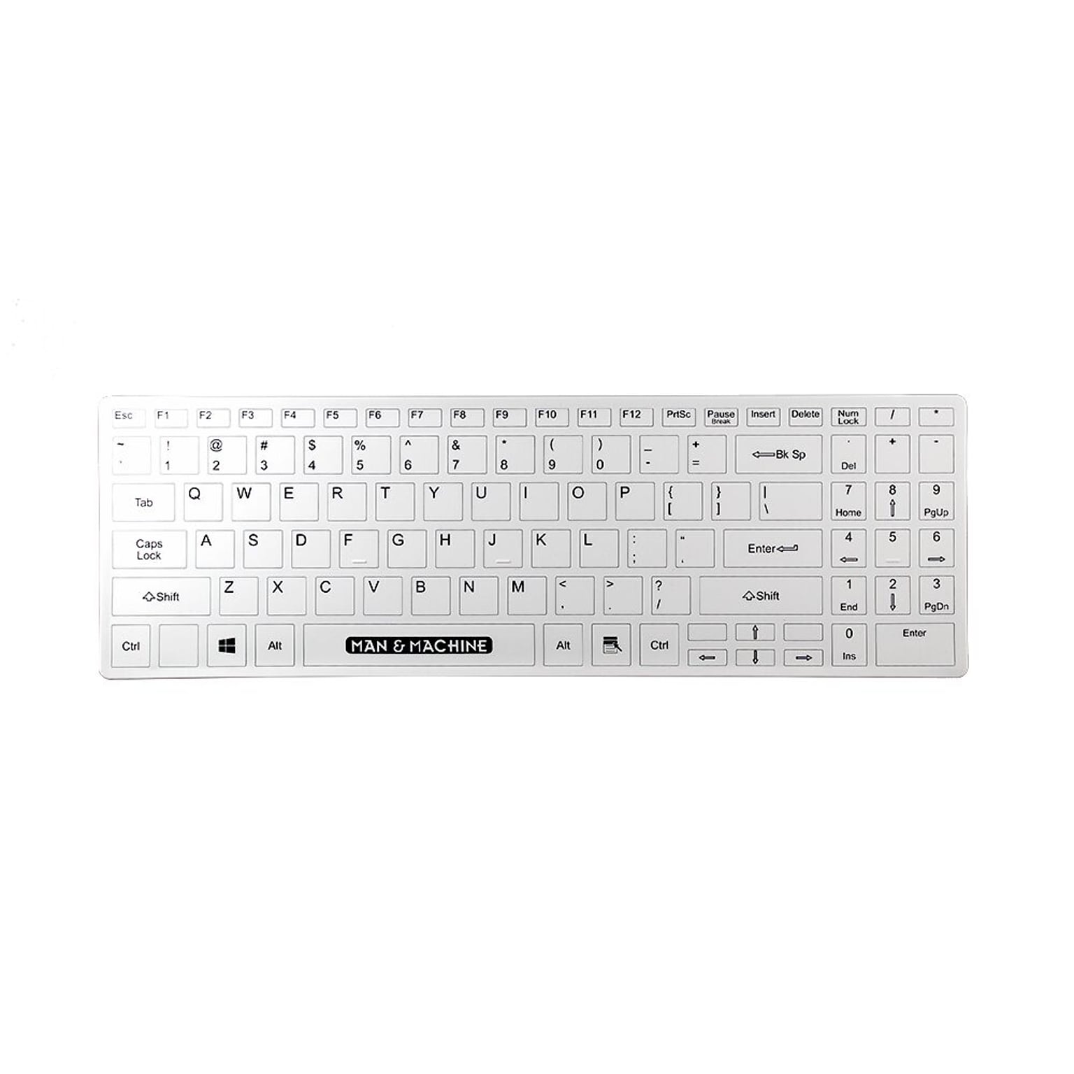 Man & Machine Silicone Printed Fitted Drape Keyboard Cover, White (DRAPE/ITS/US)