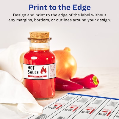 Avery Waterproof Laser/ Inkjet Wraparound Labels, 1.25" x 9.75", White, 40 Labels/Pack (22845)