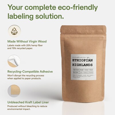 Avery Hemp Square Laser/Inkjet Multipurpose Labels, 3" x 3", Off-White (48/Pack)