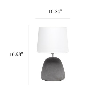 Simple Designs Round Concrete Table Lamp, White (LT2058-WHT)