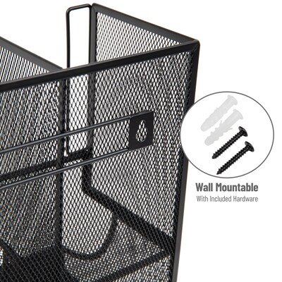 Mind Reader 6 Compartment Metal Coffee Cup and Condiment Organizer, Black (UPMESH-BLK)