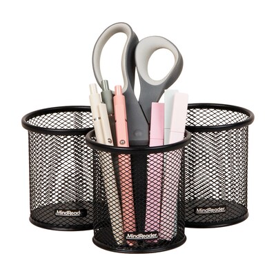 Mind Reader Metal Pen Holder, Black, 3 Pieces/Set (CLIPMESH3-BLK)