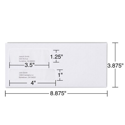 Staples® Standard Invoice Double Window Security-Tint Gummed #9 Envelopes; 500/Box