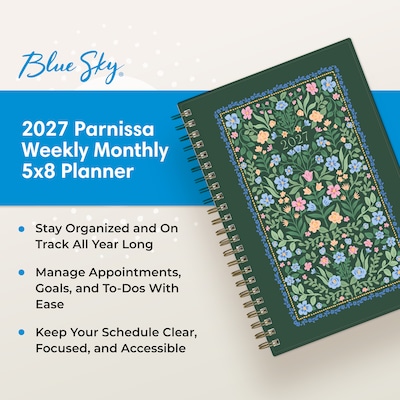 2027 Blue Sky 5" x 8" Weekly & Monthly Planner, Parnissa (164267)