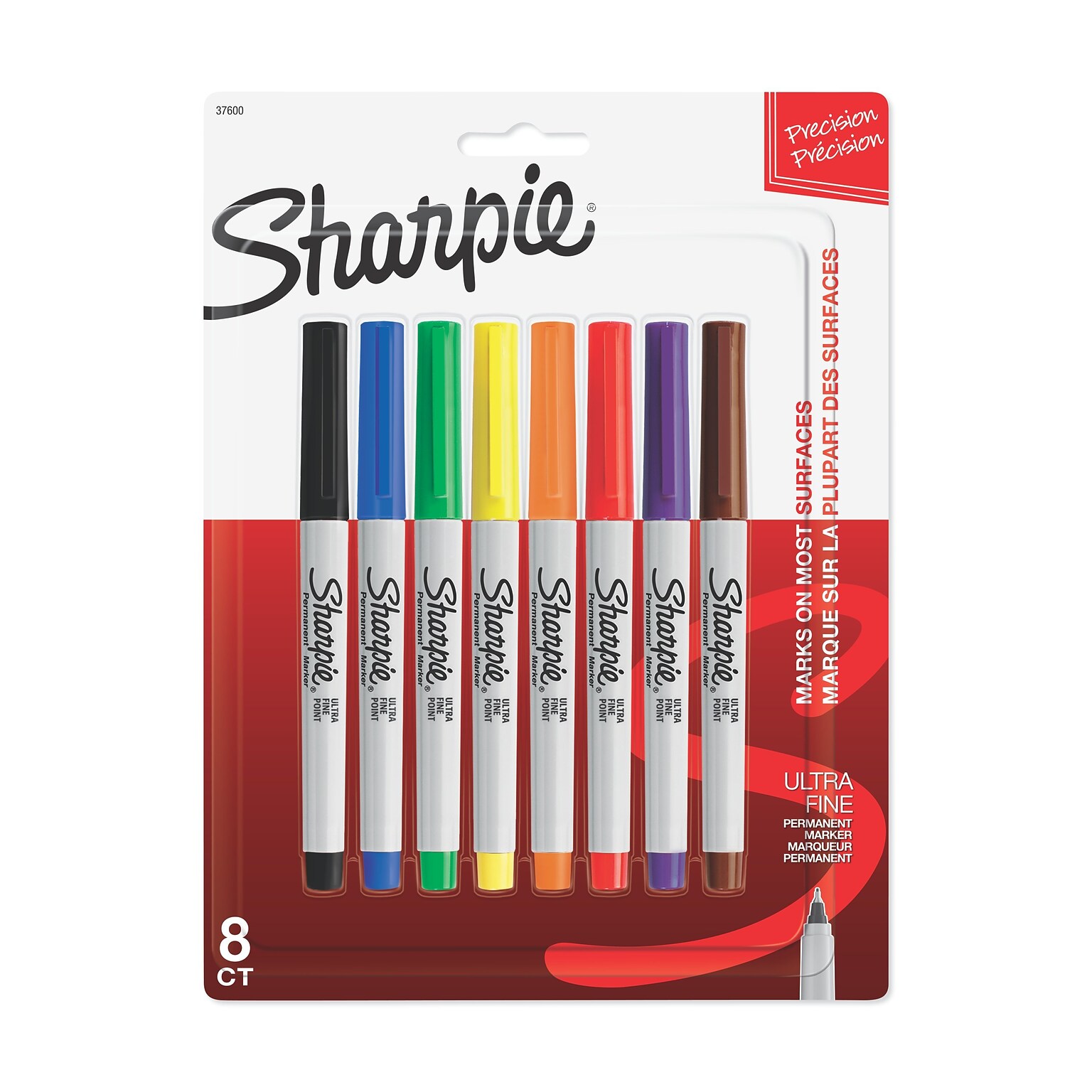 Sharpie Permanent Markers, Ultra Fine Tip, Assorted, 8/Pack (37600)