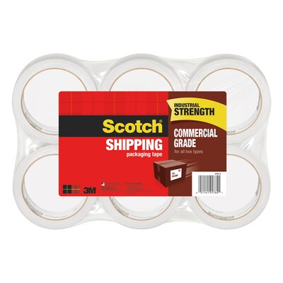 Scotch Commercial Grade Shipping Packing Tape, 1.88 x 54.6 yds., Clear, 6-Pack (3750-6)