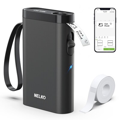 Nelko P21 Portable Bluetooth Thermal Label Printer, Black (P21BK-1440WH-1R)