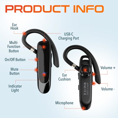Delton 22X Wireless Noise Canceling Bluetooth Headset, Black (DBH22X)