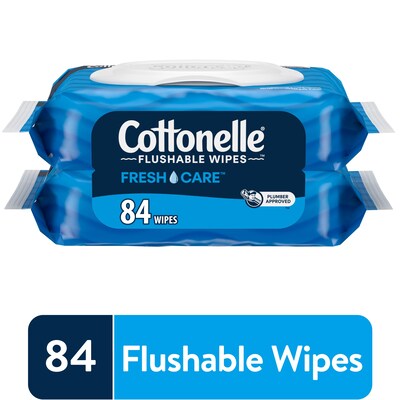 Cottonelle Flushable Toilet Paper Wipes, 42 Wipes/Pack, 2 Pack (35970)