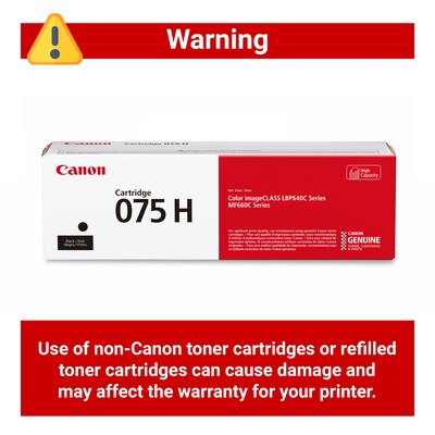 Canon 075 Black High Yield Toner Cartridge, Prints Up to 2,500 Pages (6369C001)