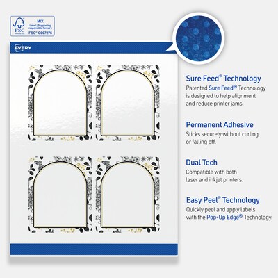 Avery Rectangle Laser/Inkjet Multipurpose Labels, 4" x 3-1/3", White, 40/Pack (19479371014)