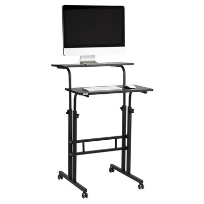 Mind Reader 27.5"- 39" Mobile Adjustable Sit/Stand Desk, Black (SDROLLXL-BLK)