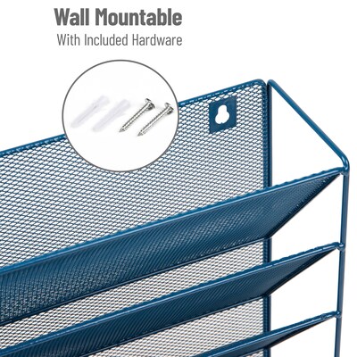 Mind Reader 5-Pocket Metal Mesh Mountable Wall File, Letter Size, Turquoise (MAGSTACK-TUR)