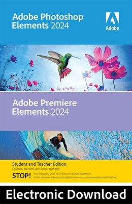 Adobe Photoshop Elements 2024 & Premiere Elements 2024 Student/Teacher Edition for Windows, 1 User [