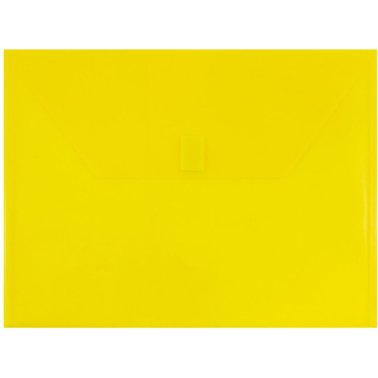 JAM Paper Premium Plastic Document File, Letter, Yellow, 3/Pack (218V0YEX3)