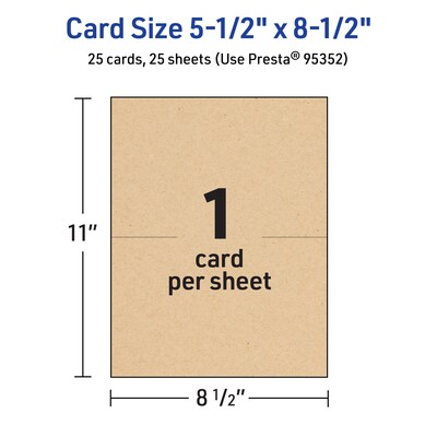 Avery Matte General Use Blank Cards, Kraft Brown, 25/Pack (95352)
