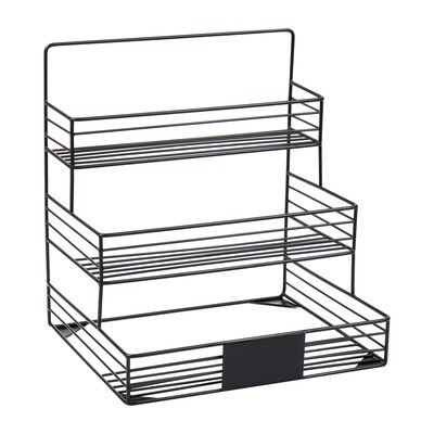 Mind Reader Alloy Collection 15.5H Bottle Holder, Wire 9 Bottle Organizer, Black (IRSYR12-BLK)