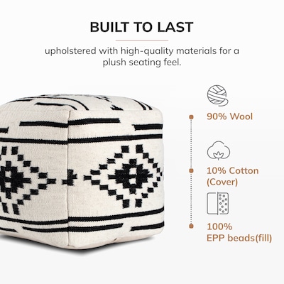 Anji Mountain Noir Noor Fabric Square Pouf Ottoman (AMBPF019-1818)