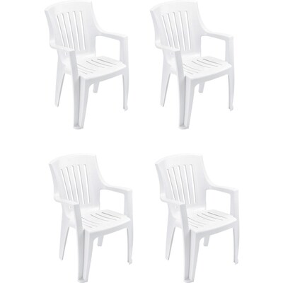 Global Industrial Outdoor Resin Stacking Chair, White, 4/Pack (695518)