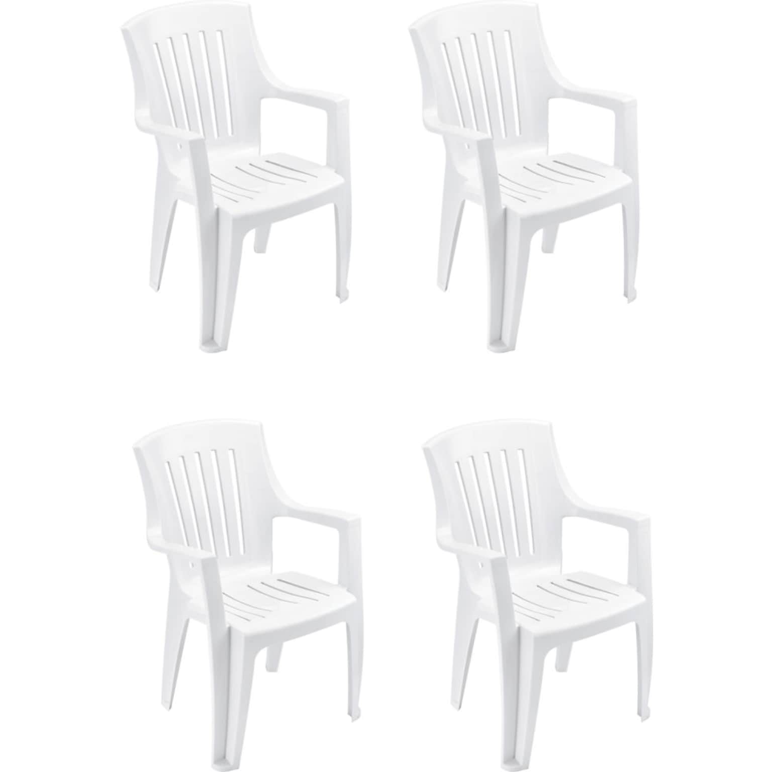 Global Industrial Outdoor Resin Stacking Chair, White, 4/Pack (695518)
