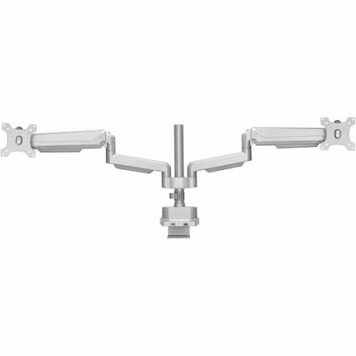 Lorell Adjustable Dual Monitor Arm with Pole, Up to 32" Monitor, Gray (LLR99803)