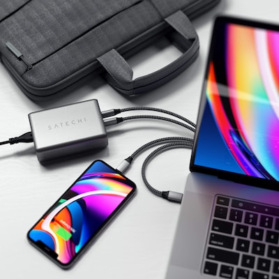 100W USB-C PD Compact Charger- US ( 2X Type-C / 1 Type-A) (space gray)