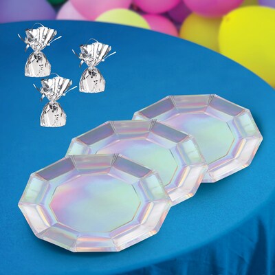 Beistle Decagon Plates, Iridescent, 24 Plates/Pack, 3/Packs (53573)