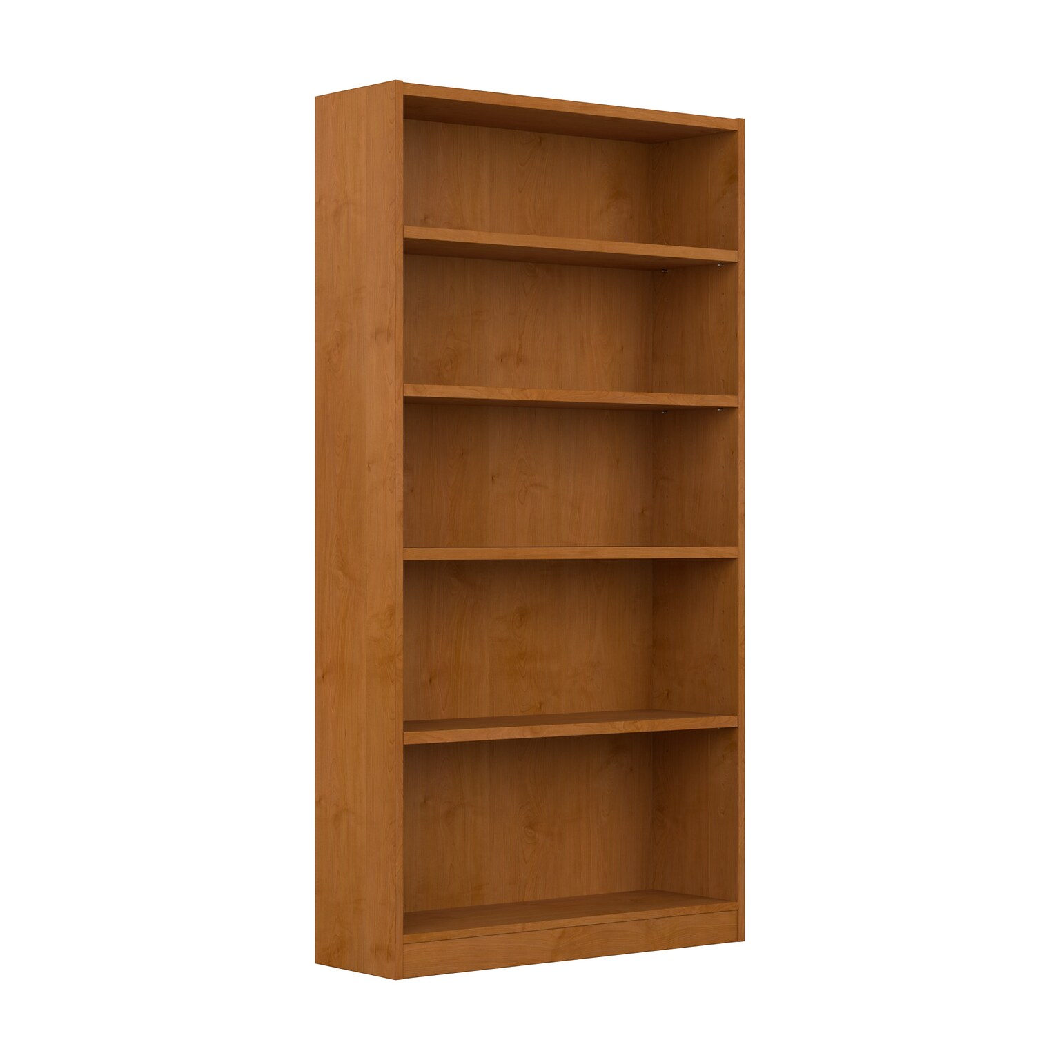 Bush Furniture Universal 72H 5-Shelf Bookcase with Adjustable Shelves, Natural Cherry Laminated Wood (WL12467)