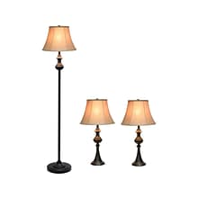 Lalia Home Homely 60/26 Restoration Bronze Three-Piece Floor/Table Lamp Set with Bell Shades (LHS-