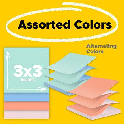 Post-it Pop-up Notes, 3" x 3", Beachside Café Collection, 90 Sheet/Pad, 12 Pads/Pack (R330UALT)