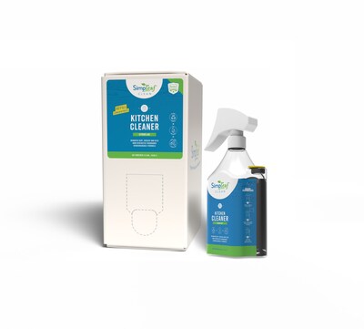Simpleaf Clean Kitchen Cleaner & Degreaser with Easy Refill Bottle, Citrus Zest, 2.5 Gallon (S-KCBIB012.5GCZ)