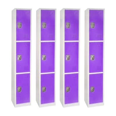 AdirOffice 72 3-Tier Purple Storage Locker, 4/Pack (629-203-PUR-4PK)