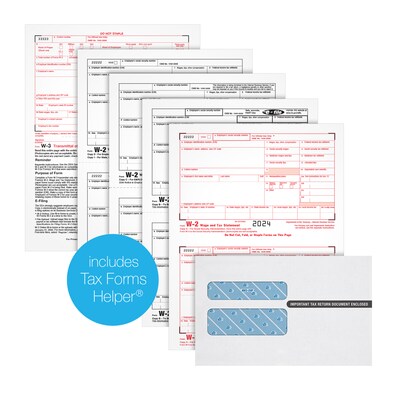 Adams Employees Copies Cut Sheet 2025 W-2 Tax Form Kit, 4-Part, Copy A, B, C/2, D/1, 50/Pack (LW2425Q)