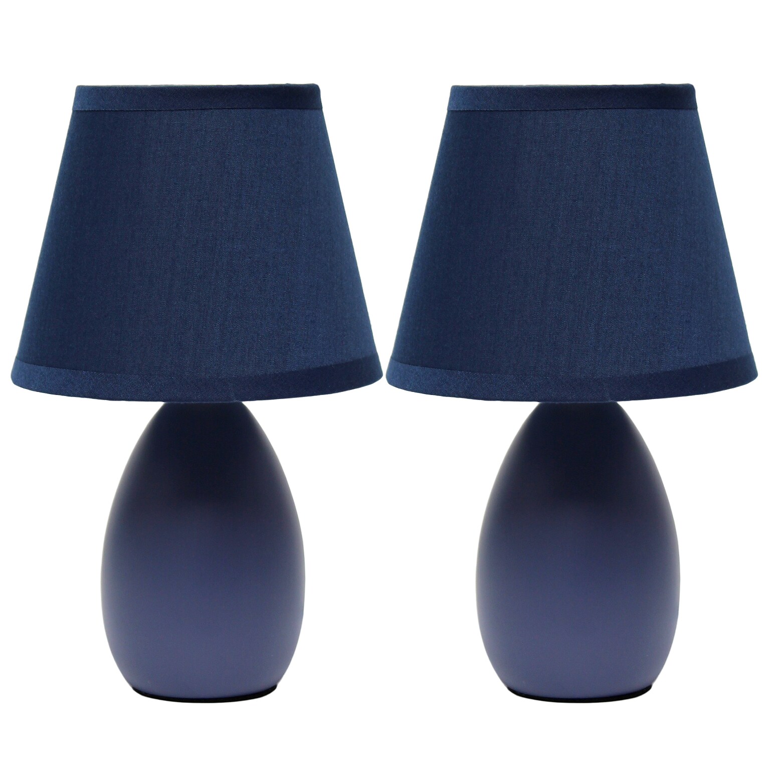 Creekwood Home Nauru 9.45 Traditional Petite Ceramic Oblong Bedside Table Desk Lamp, Blue, 2/Pack (CWT-2005-BL-2PK)