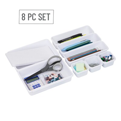 Mind Reader 8-Piece Interlocking Drawer Organizer, White (8INTBOX-WHT)