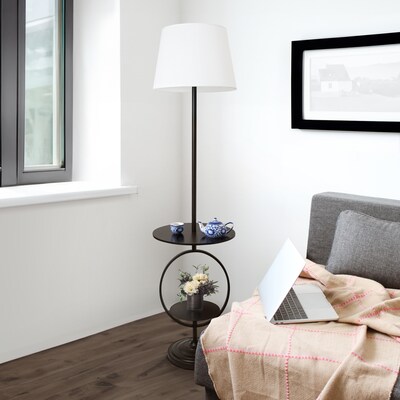 Lalia Home 61.4" Modern Elegance Floor Lamp with Built-In Side Table, Black (LHF-5057-BK)