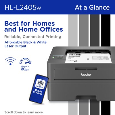 Brother RHL-L2405W Refurbished Wireless, Black & White, Print-Only, Laser Printer, Refresh Subscription Ready