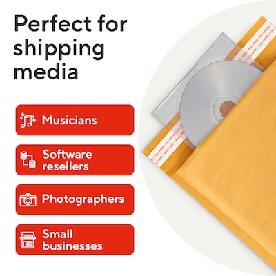 Quill Brand® 8" x 7" Self-Sealing Bubble Mailer, CD/DVD, 25/Carton (ST56654B)