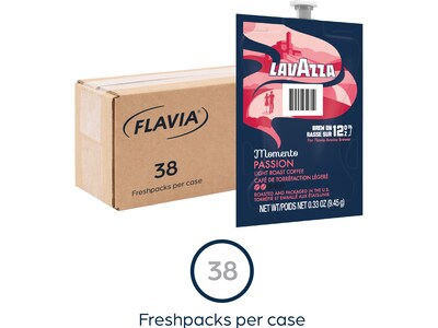 Lavazza Momento Passion Coffee Flavia Freshpacks, Light Roast, 38/Carton (48790)