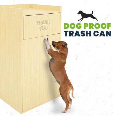 Alpine Industries Wood Trash Can, 40 Gallon, Oak, 2/Pack (476-MEO-2PK)
