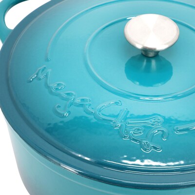 MegaChef Cast Iron 6.35 Qt. Dutch Oven, Light Blue (935122261M)