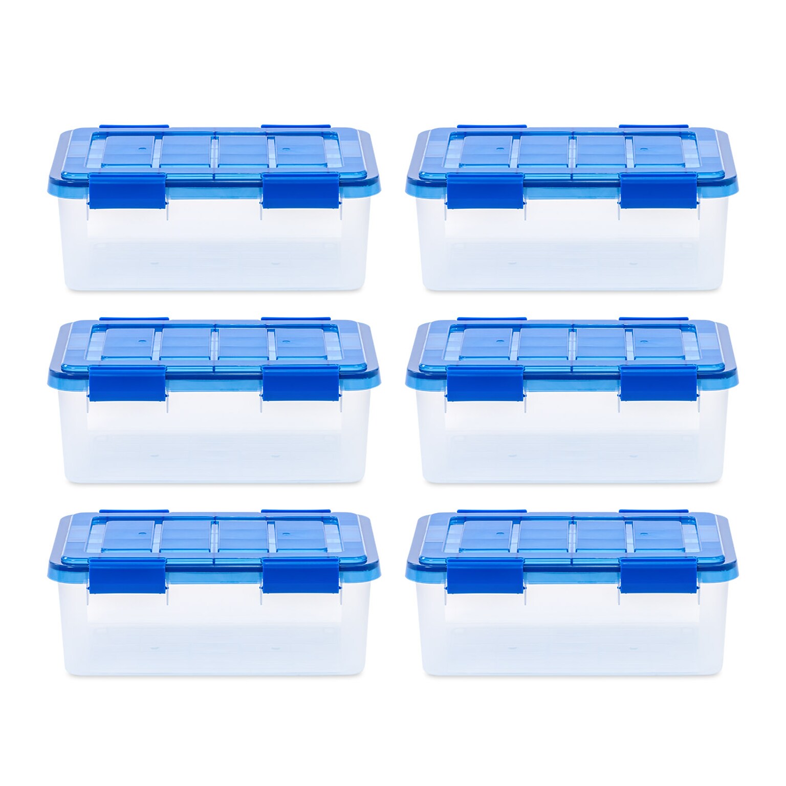 Iris 16 Quart Element Resistant Ultimate Clear Plastic Locking Storage Bin, Clear, 6/Pack (500134)