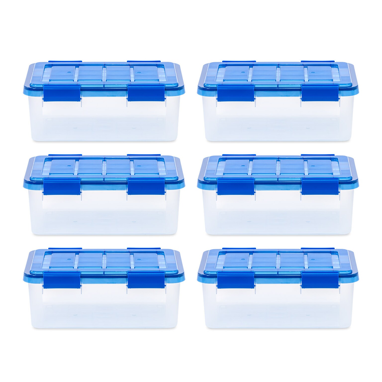 Iris 16 Quart Element Resistant Ultimate Clear Plastic Locking Storage Bin, Clear, 6/Pack (500134)