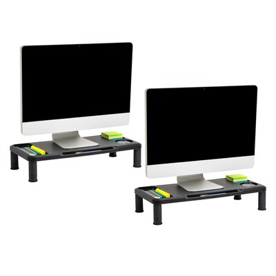 Mind Reader Monitor Stand Desktop Organizer, Plastic, 2/Pack, Black