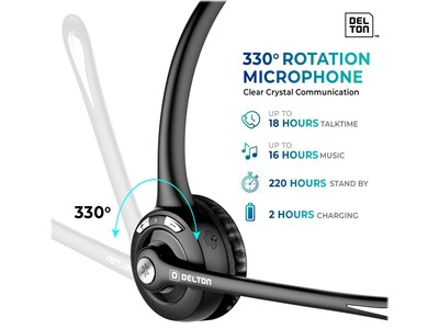 Delton 10X Wireless Noise Canceling Bluetooth Mono On Ear Headset (10XBTDLHSAS1)